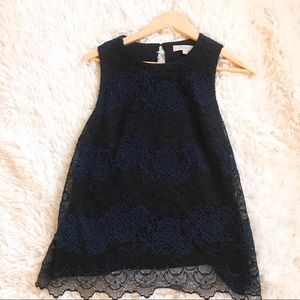 LOFT navy blue lace blouse